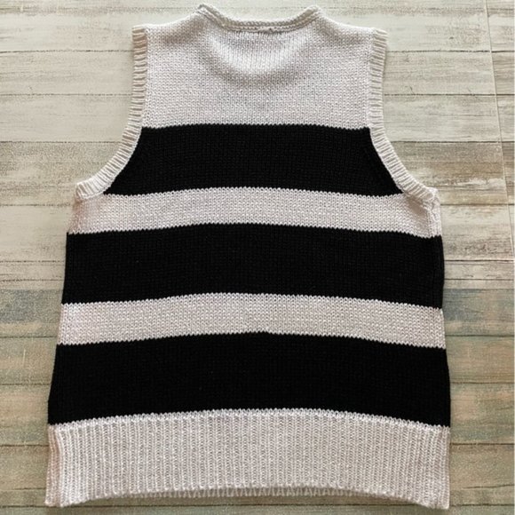Lauren Ralph Lauren Knitted Mockneck Black and White Striped Tank Top si… - Picture 4 of 10